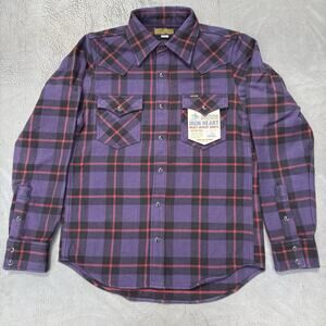 NEW Iron Heart IHSH-260-PPL Ultra Heavy Flannel Tartan Check Western Shirt Small
